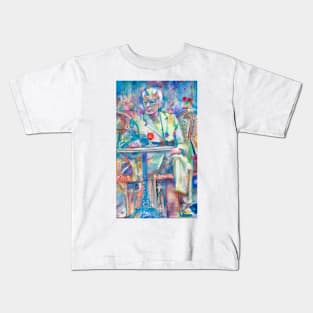 SAMUEL BECKETT sitting at the cafe - watercolor portrait Kids T-Shirt